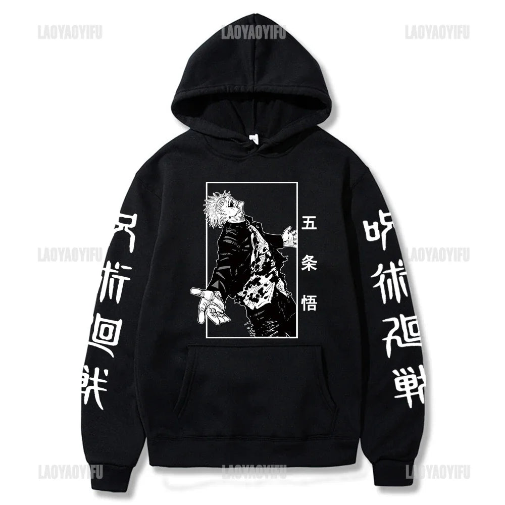 Japan Anime Jujutsu Kaisen Men Women Hoodies Satoru Gojo Loose Sweatshirt Unisex Autumn Warm Casual Streetwear