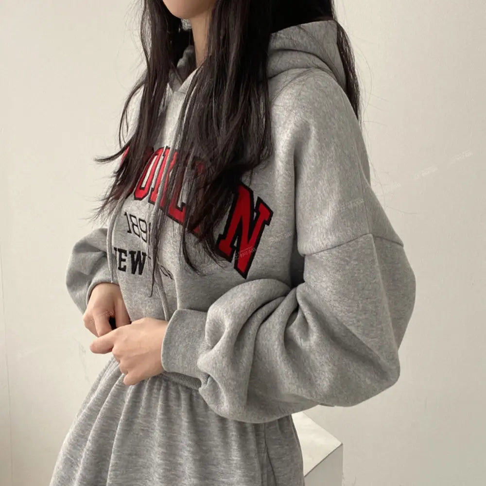 Hoodies Women American Style Cropped Baggy Chic Vintage Student Couple Streetwear Harajuku Y2k Letter Classic Design Personality
