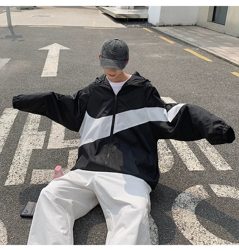 Men's Spring summer New Lightweight Jacket Hooded Outdoor  Hiking Climbing Jacket student windproof and sunscreen Thin jacket