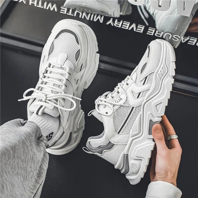 Men's Dad oes Summer Me Breathable Casual Sports oes Middle School Students Versatile Heightening Thi Bot White oes