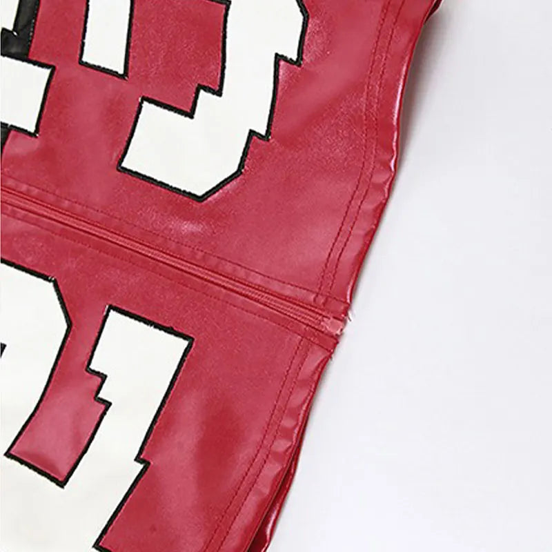 Women Crop Coat New Streetwear Fashion Letter Print Autumn Casual Sporty Wild Clothing Uniform Trend Female Faux Leather Jacket