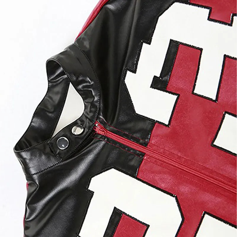 Women Crop Coat New Streetwear Fashion Letter Print Autumn Casual Sporty Wild Clothing Uniform Trend Female Faux Leather Jacket