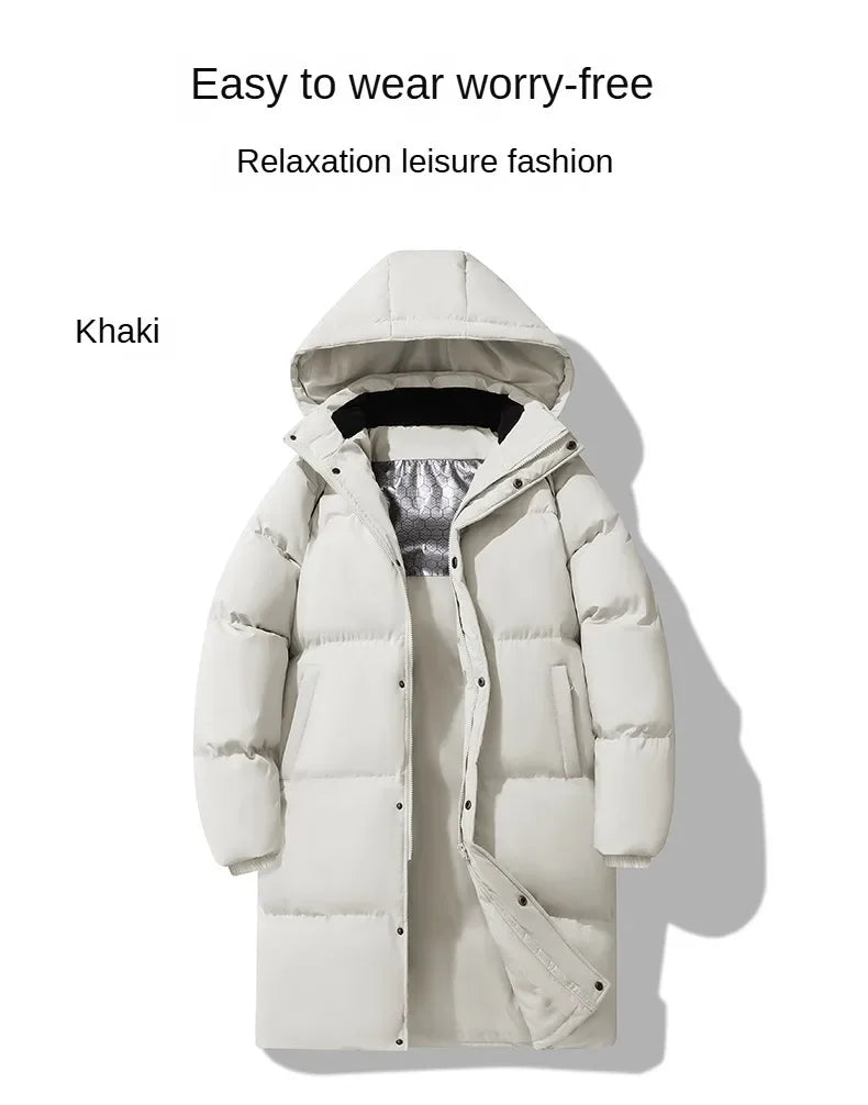 Winter Men's Warm Jacket Fashionable All-match Windproof Warm Down Cotton Coat Unisex Brand Thickened Hooded Parka Ski Clothes