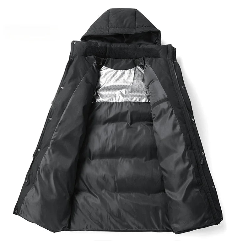 Winter Men's Warm Jacket Fashionable All-match Windproof Warm Down Cotton Coat Unisex Brand Thickened Hooded Parka Ski Clothes