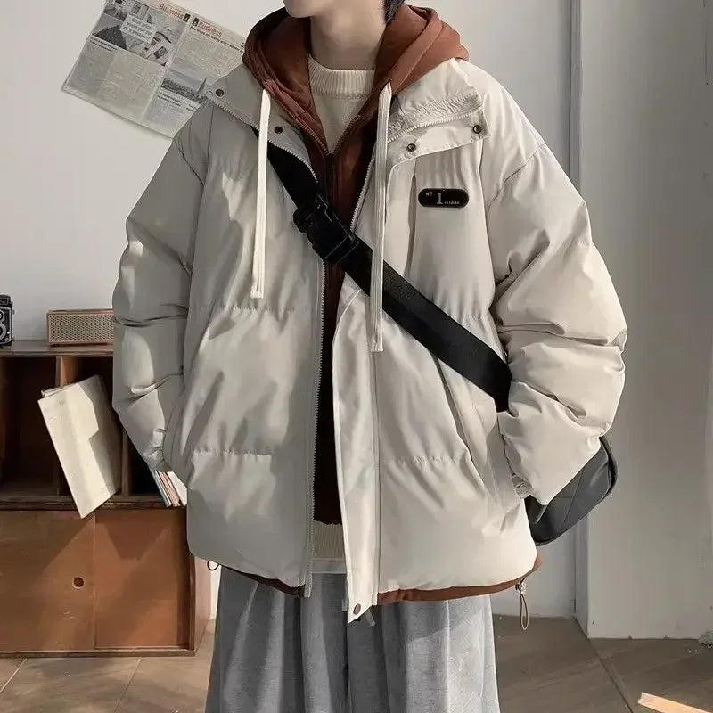 Warm Winter Coat for Men Solid Color Thick Hoodie Jacket Man Korean Reviews Many Original Brands Novelty In Stylish Aesthetic
