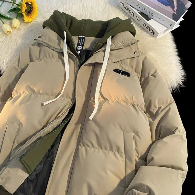 Warm Winter Coat for Men Solid Color Thick Hoodie Jacket Man Korean Reviews Many Original Brands Novelty In Stylish Aesthetic