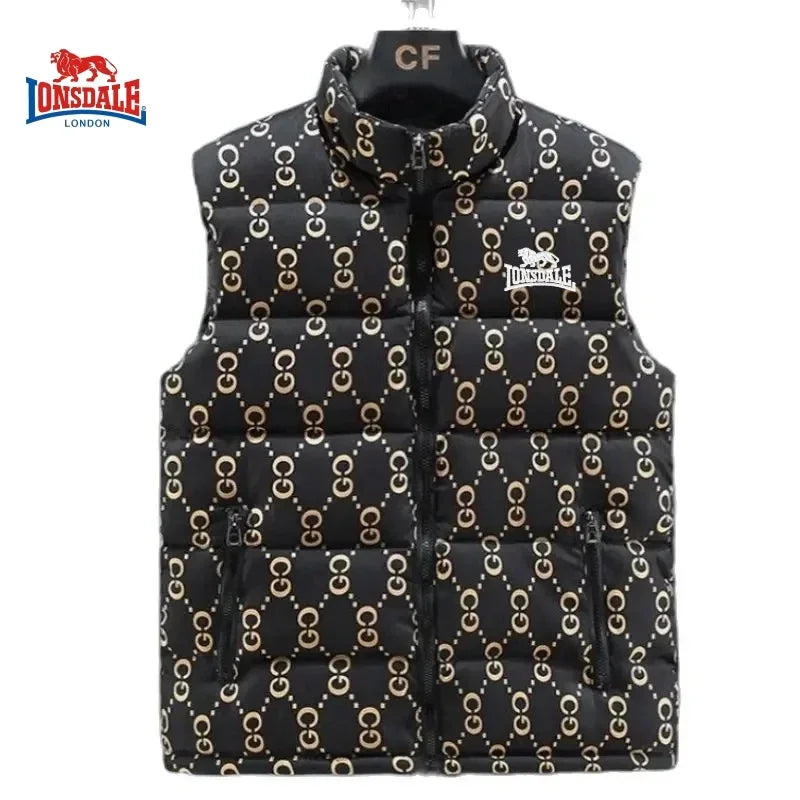 Men's Embroidered Warm Vest Vest for Autumn and Winter, New Luxurious and Fashionable Casual Outdoor Windproof Sleeveless Jacket