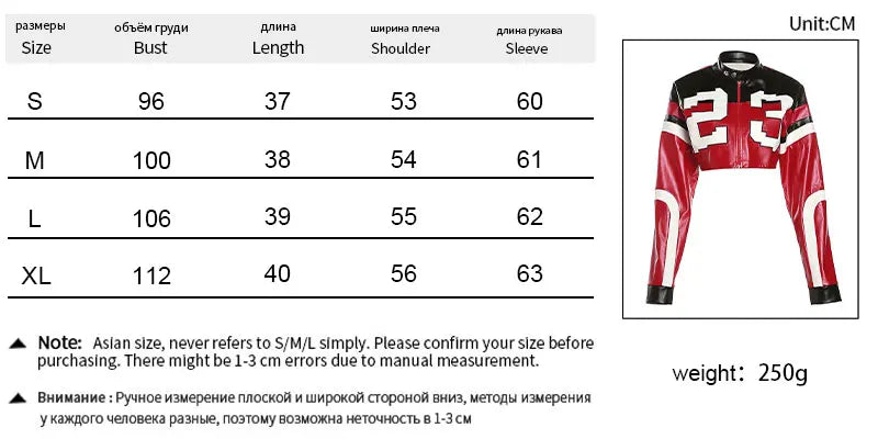 Women Crop Coat New Streetwear Fashion Letter Print Autumn Casual Sporty Wild Clothing Uniform Trend Female Faux Leather Jacket