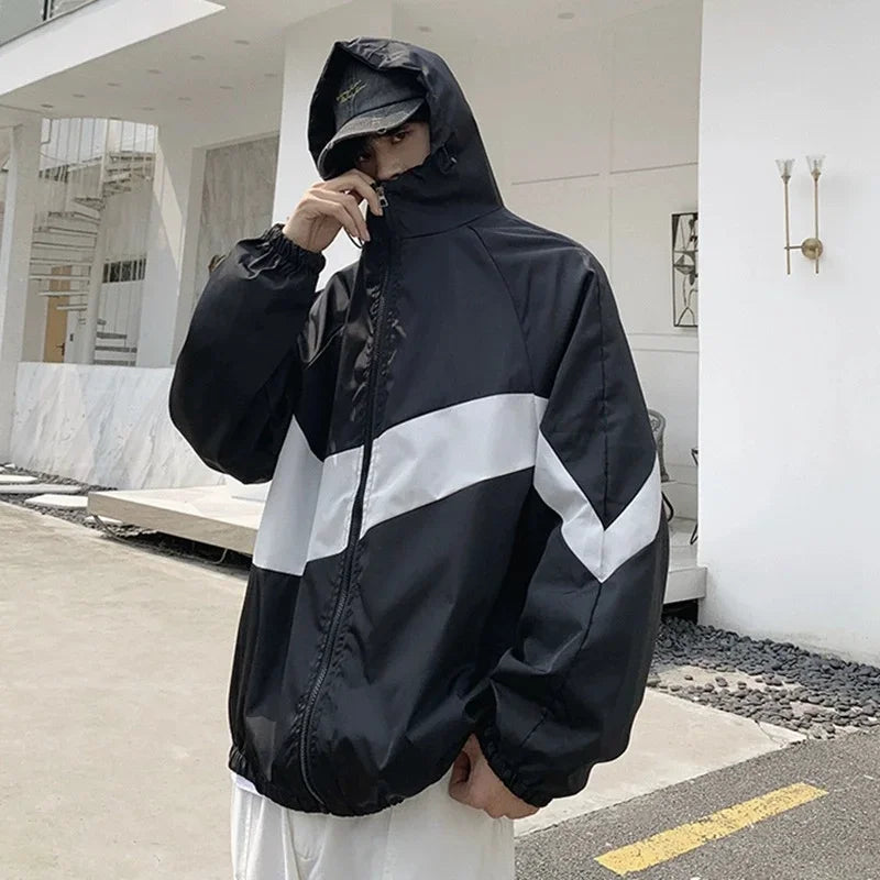 Men's Spring summer New Lightweight Jacket Hooded Outdoor  Hiking Climbing Jacket student windproof and sunscreen Thin jacket