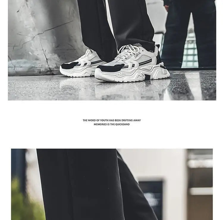 Men's Dad oes Summer Me Breathable Casual Sports oes Middle School Students Versatile Heightening Thi Bot White oes