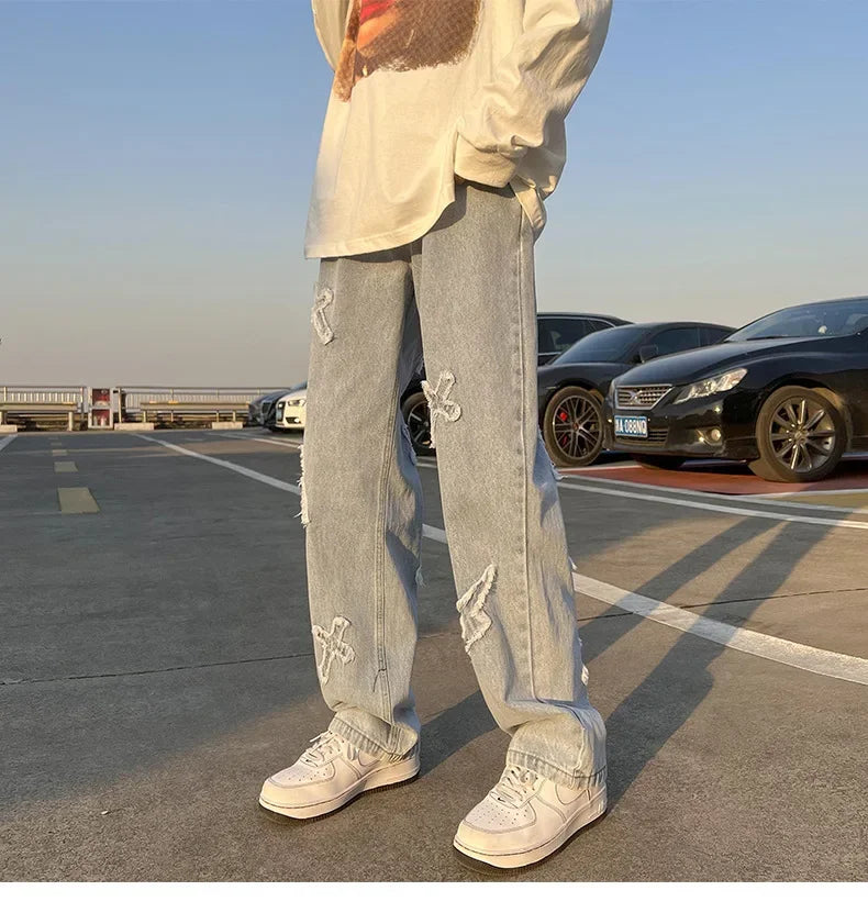 High Street Loose Casual Pants Men's Jeans Denim For women Men Same Paragraph Y2k baggy pants baggy jeans cargo pants men
