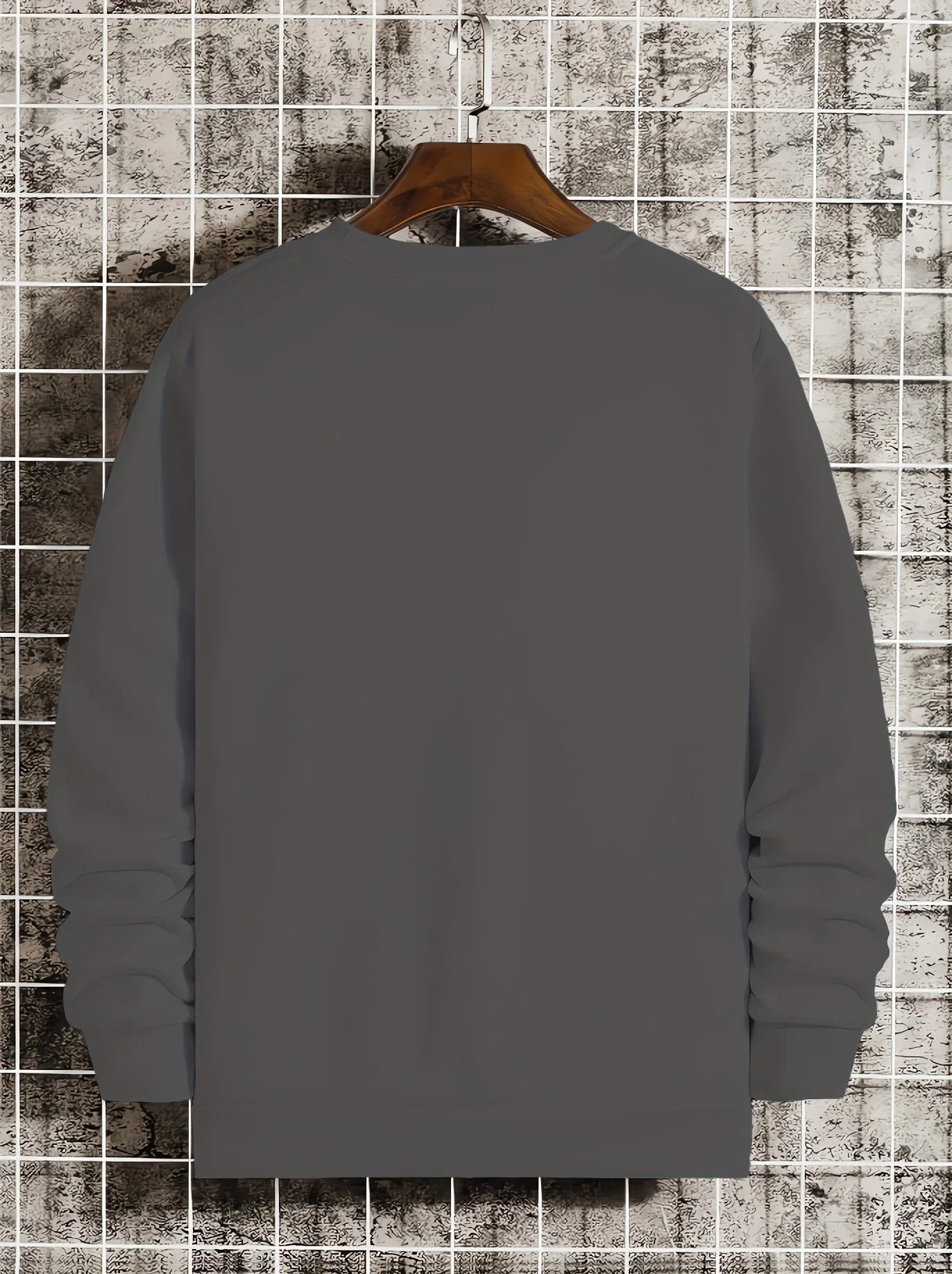 Men's autumn and winter fashionable casual loose Boston black golden letter graphic fleece long sleeved round neck sweatshirt