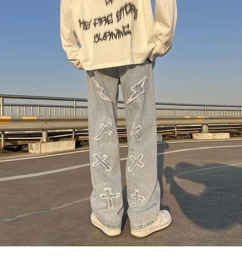 High Street Loose Casual Pants Men's Jeans Denim For women Men Same Paragraph Y2k baggy pants baggy jeans cargo pants men