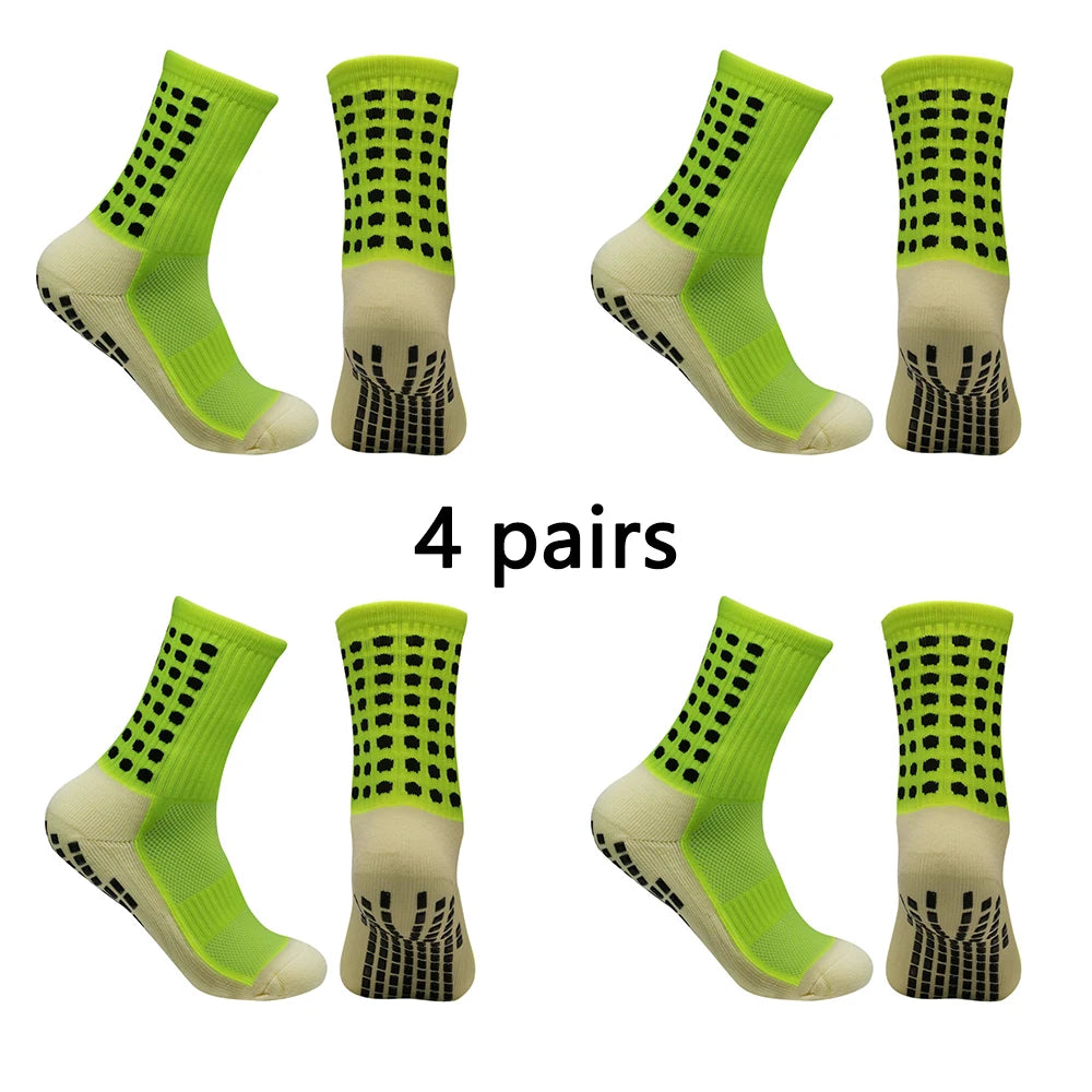 4 pairs of men's soccer socks non-slip grip pad football basketball socks
