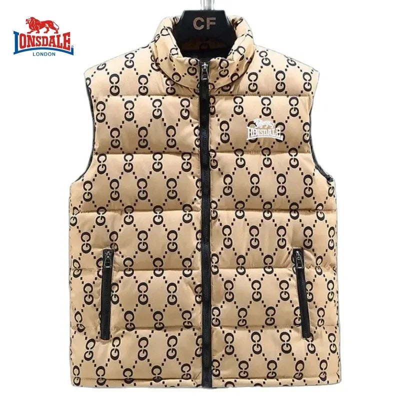 Men's Embroidered Warm Vest Vest for Autumn and Winter, New Luxurious and Fashionable Casual Outdoor Windproof Sleeveless Jacket