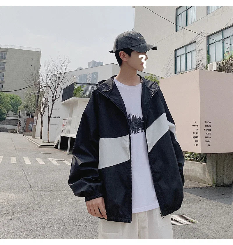 Men's Spring summer New Lightweight Jacket Hooded Outdoor  Hiking Climbing Jacket student windproof and sunscreen Thin jacket