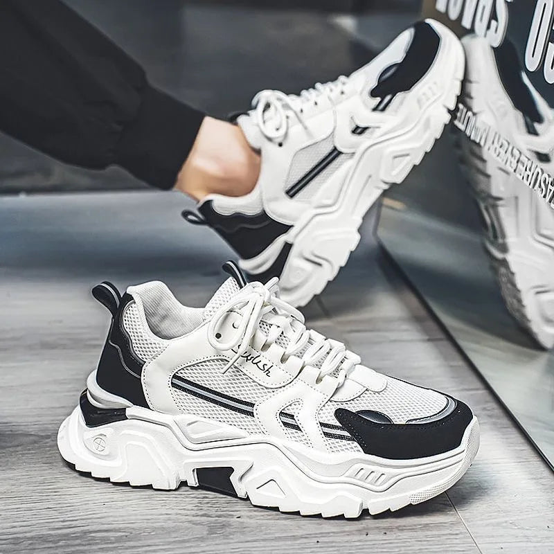 Men's Dad oes Summer Me Breathable Casual Sports oes Middle School Students Versatile Heightening Thi Bot White oes