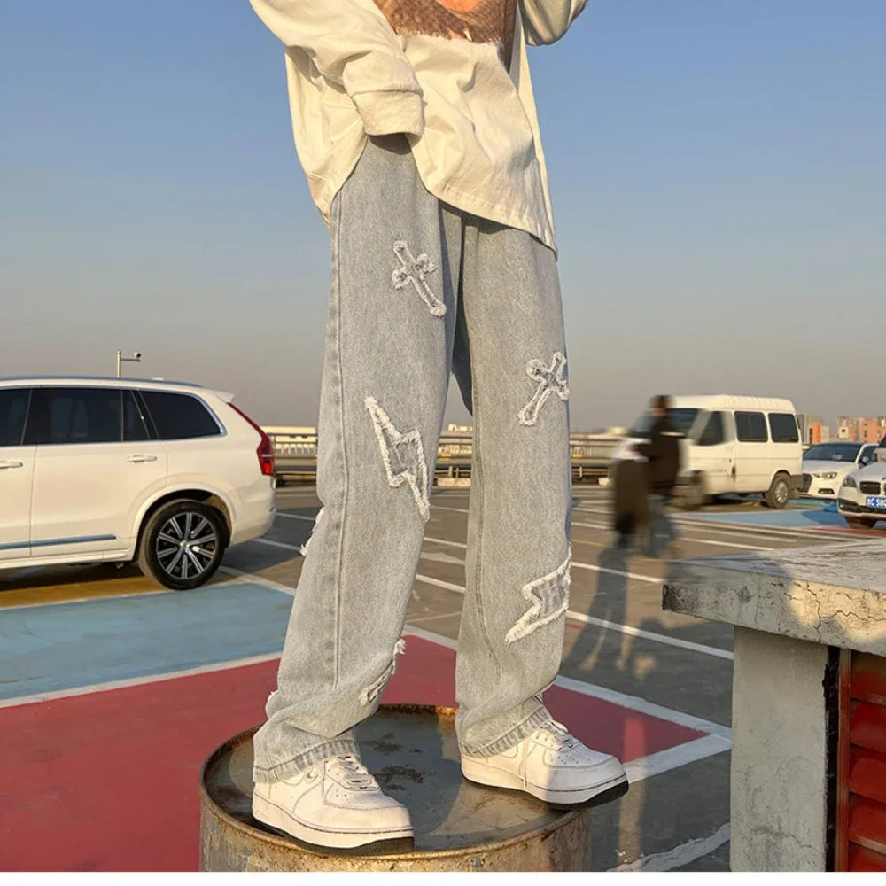 High Street Loose Casual Pants Men's Jeans Denim For women Men Same Paragraph Y2k baggy pants baggy jeans cargo pants men