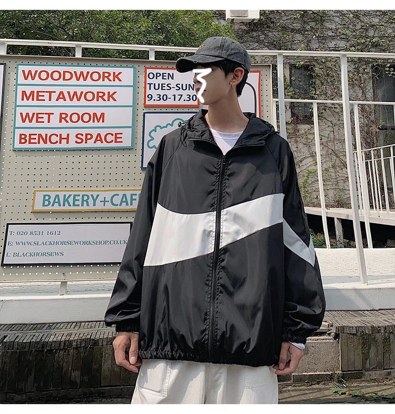 Men's Spring summer New Lightweight Jacket Hooded Outdoor  Hiking Climbing Jacket student windproof and sunscreen Thin jacket