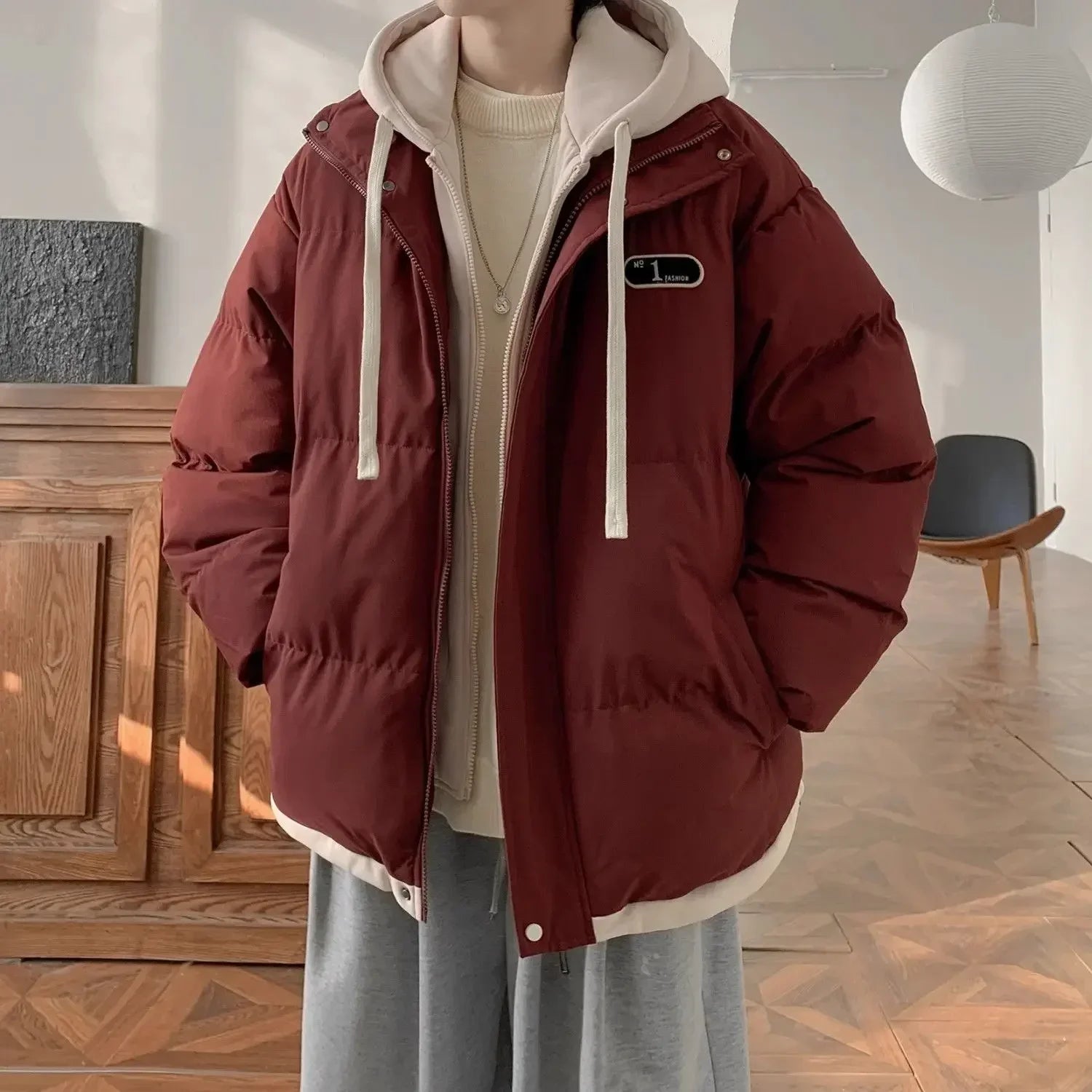 Warm Winter Coat for Men Solid Color Thick Hoodie Jacket Man Korean Reviews Many Original Brands Novelty In Stylish Aesthetic