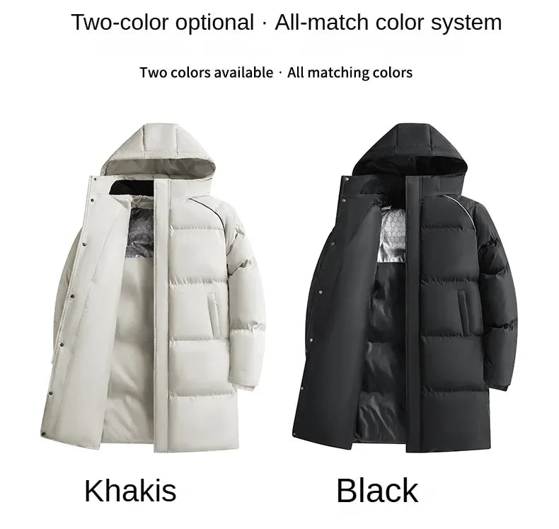 Winter Men's Warm Jacket Fashionable All-match Windproof Warm Down Cotton Coat Unisex Brand Thickened Hooded Parka Ski Clothes