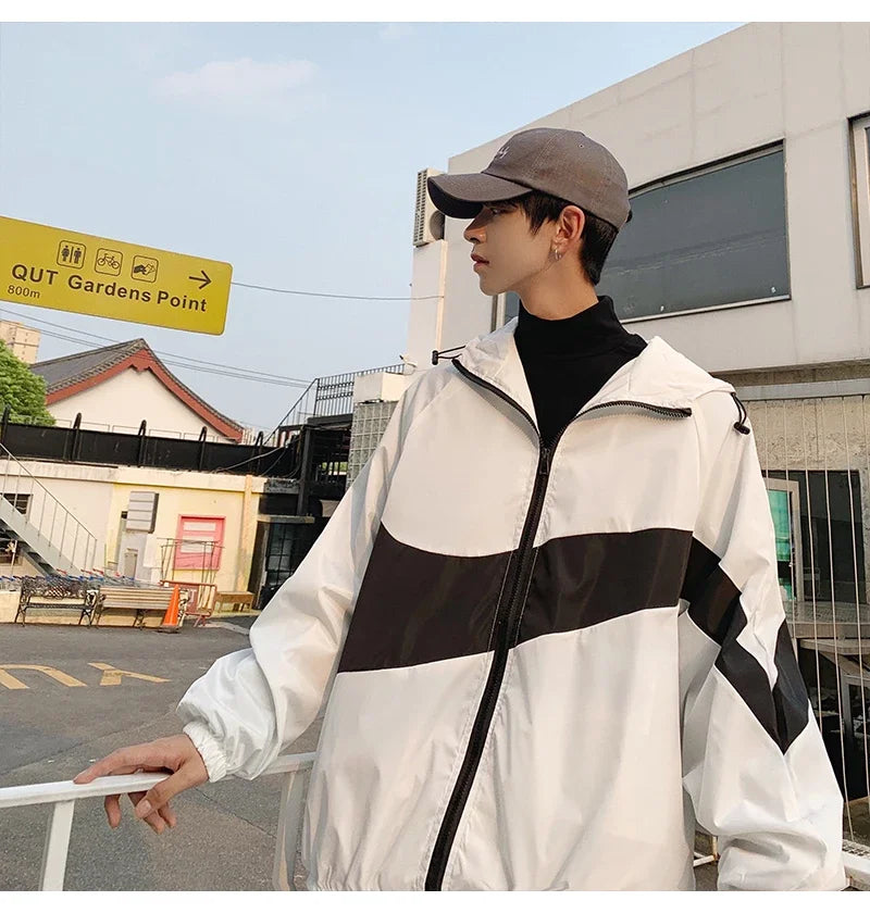 Men's Spring summer New Lightweight Jacket Hooded Outdoor  Hiking Climbing Jacket student windproof and sunscreen Thin jacket