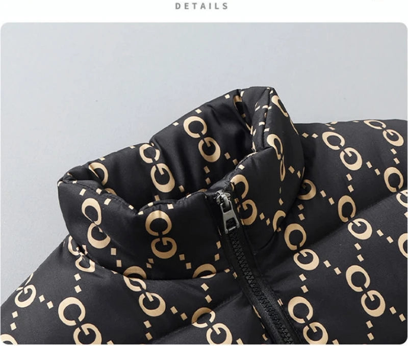 Men's Embroidered Warm Vest Vest for Autumn and Winter, New Luxurious and Fashionable Casual Outdoor Windproof Sleeveless Jacket