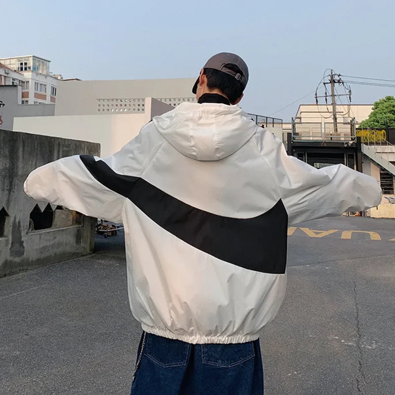 Men's Spring summer New Lightweight Jacket Hooded Outdoor  Hiking Climbing Jacket student windproof and sunscreen Thin jacket