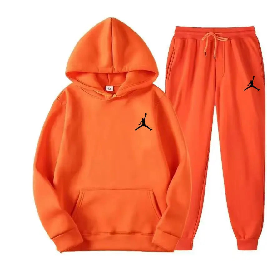 Fashion casual spring and autumn men's and women's hoodie + pants two-piece set a new outdoor basketball men's pullover set