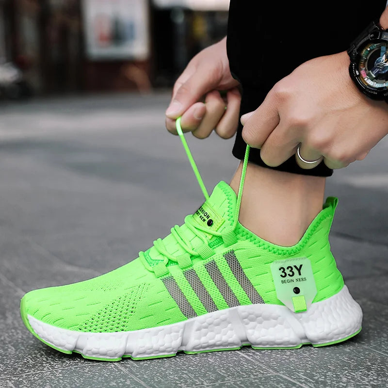 Breathable Mesh Men Shoes Trendy Lightweight Walking Flats Plus Size Male Tennis Sneakers Outdoor Running Fitness Shoes 2024
