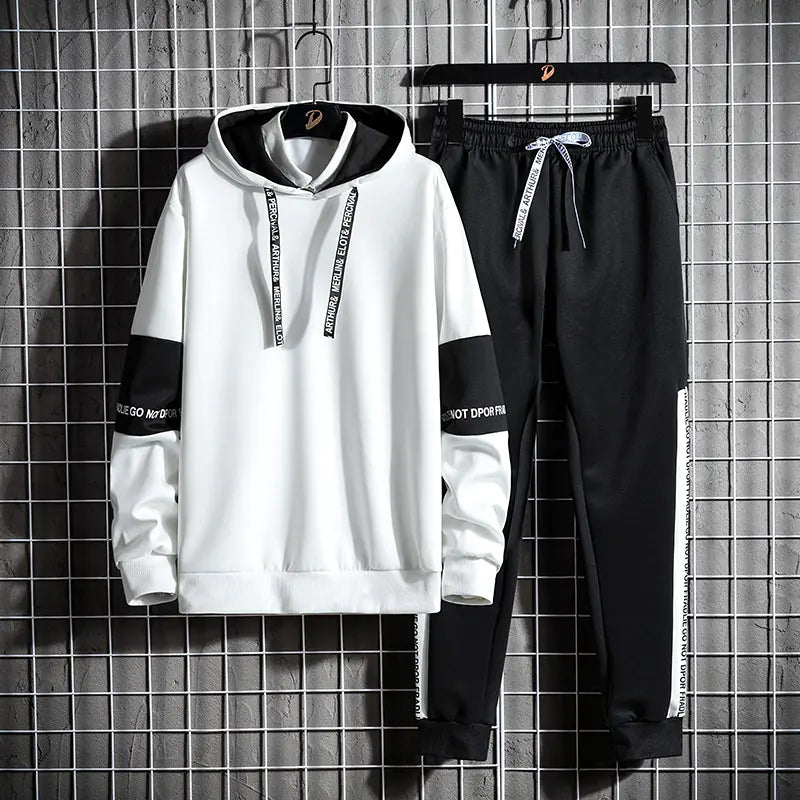 Men's Knitted Fleece Hoodie and Pants Sports Set