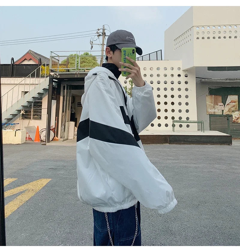 Men's Spring summer New Lightweight Jacket Hooded Outdoor  Hiking Climbing Jacket student windproof and sunscreen Thin jacket