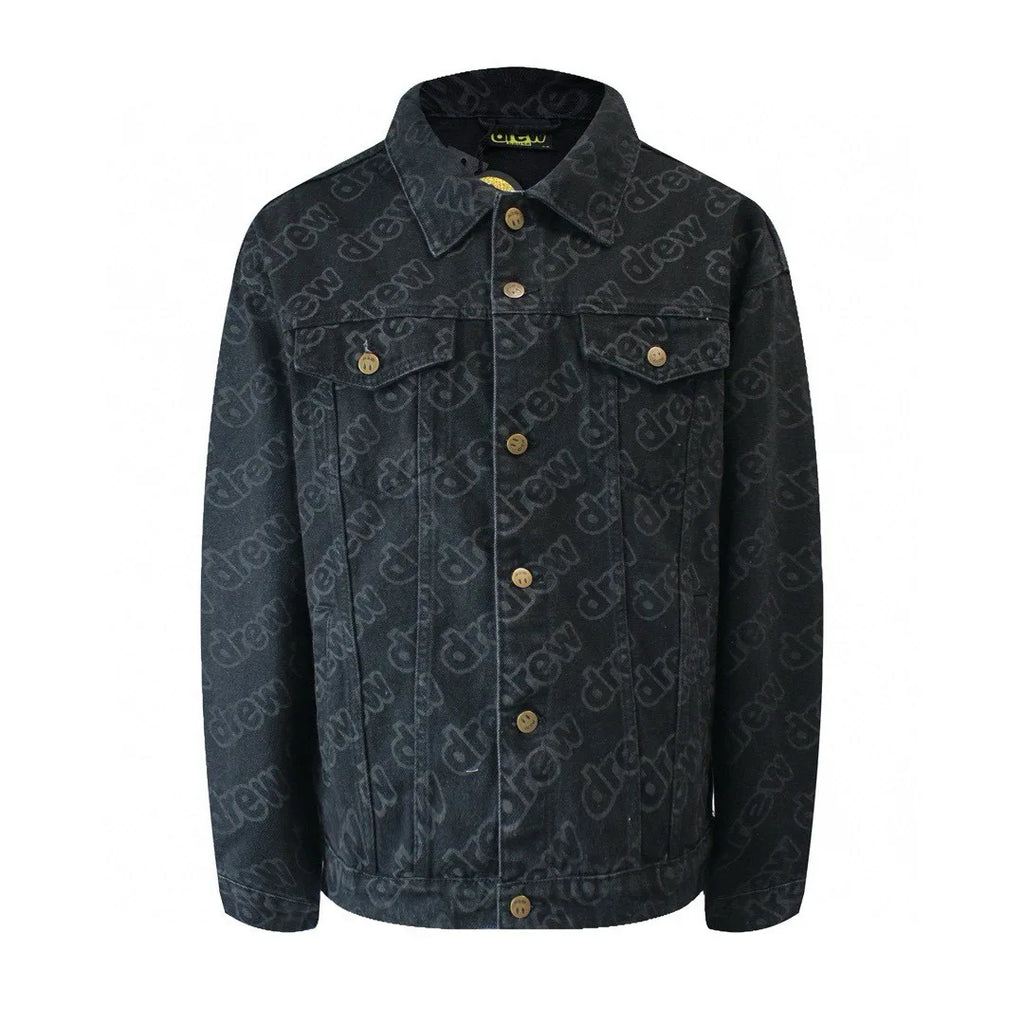 Drew House Men's Clothing Smiling Printing logo autumn and winter designer niche American retro print loose denim jacket