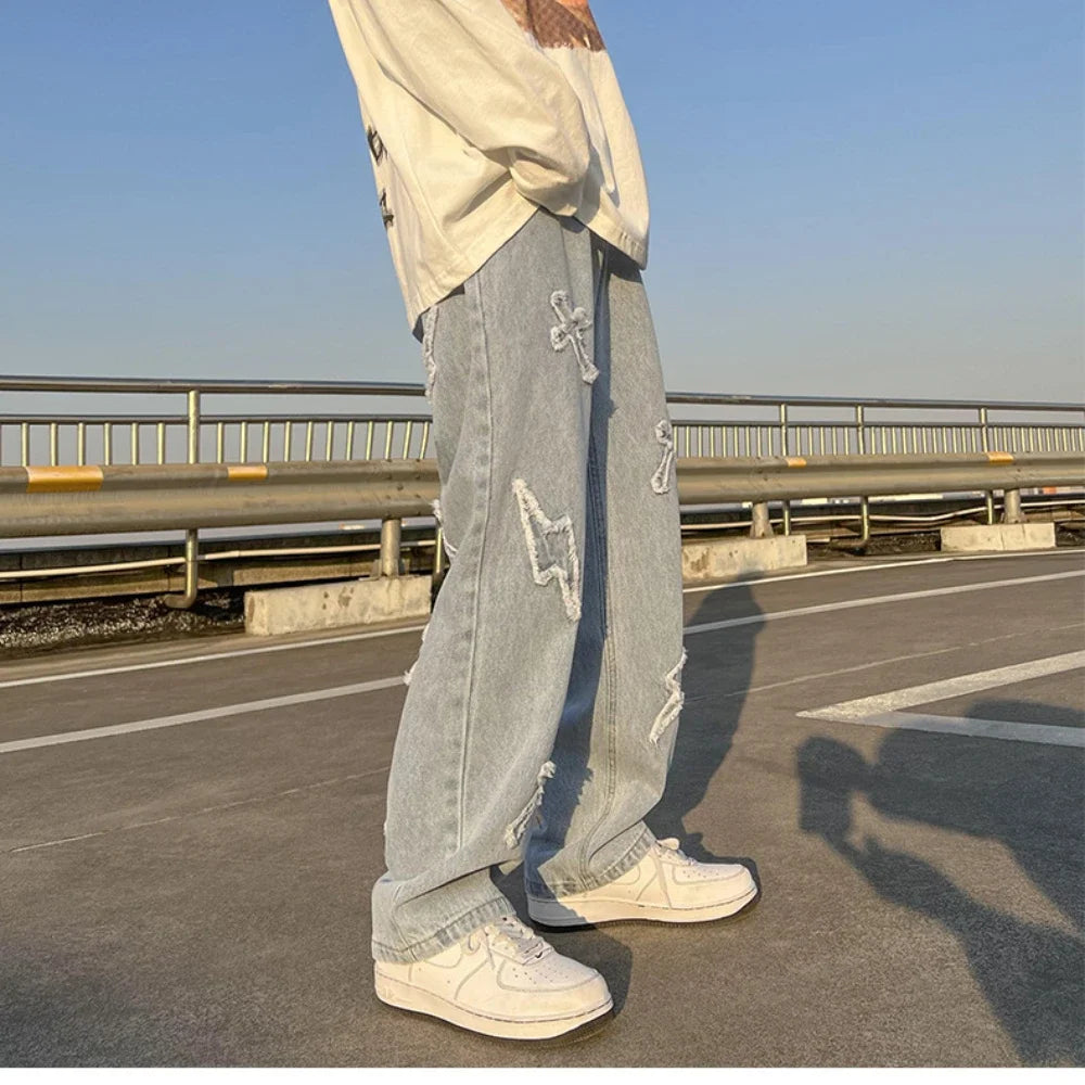 High Street Loose Casual Pants Men's Jeans Denim For women Men Same Paragraph Y2k baggy pants baggy jeans cargo pants men