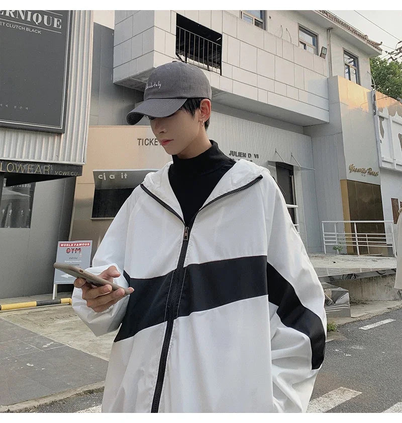 Men's Spring summer New Lightweight Jacket Hooded Outdoor  Hiking Climbing Jacket student windproof and sunscreen Thin jacket