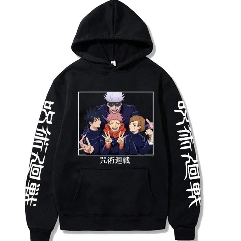 Japan Anime Jujutsu Kaisen Men Women Hoodies Satoru Gojo Loose Sweatshirt Unisex Autumn Warm Casual Streetwear
