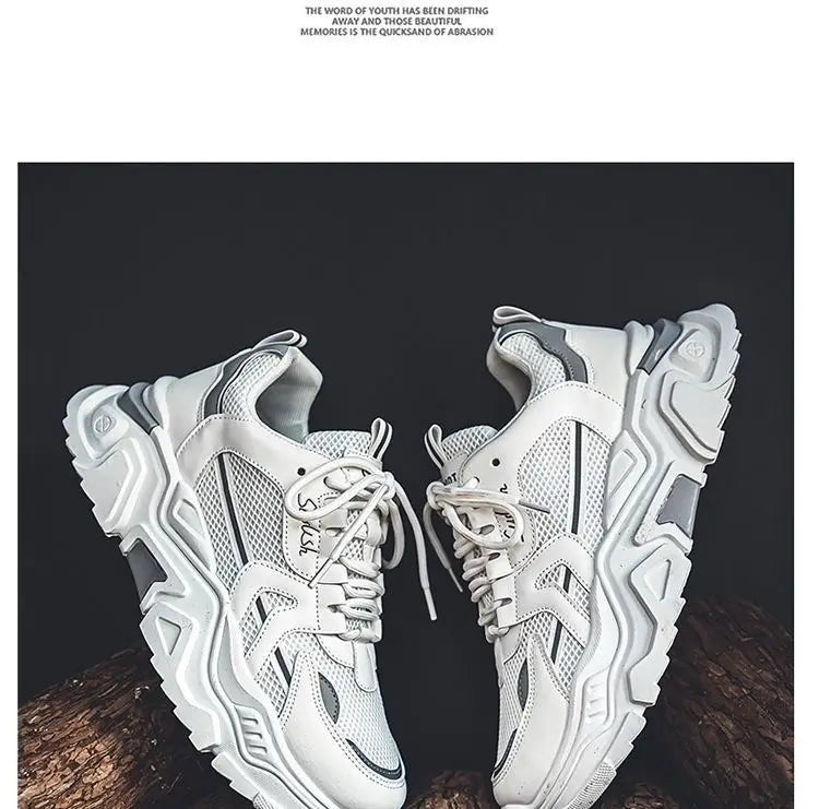 Men's Dad oes Summer Me Breathable Casual Sports oes Middle School Students Versatile Heightening Thi Bot White oes