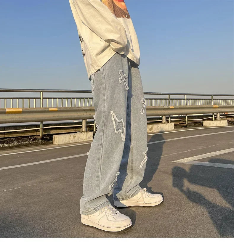 High Street Loose Casual Pants Men's Jeans Denim For women Men Same Paragraph Y2k baggy pants baggy jeans cargo pants men