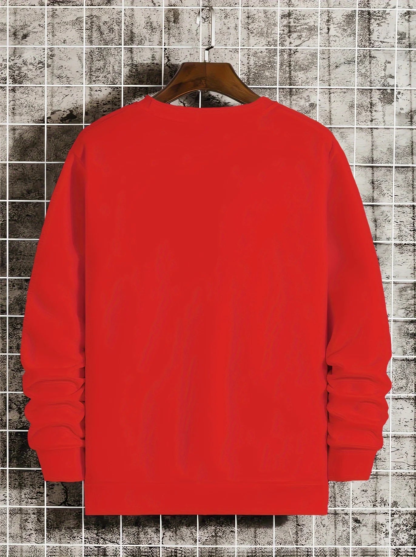 Men's autumn and winter fashionable casual loose Boston black golden letter graphic fleece long sleeved round neck sweatshirt