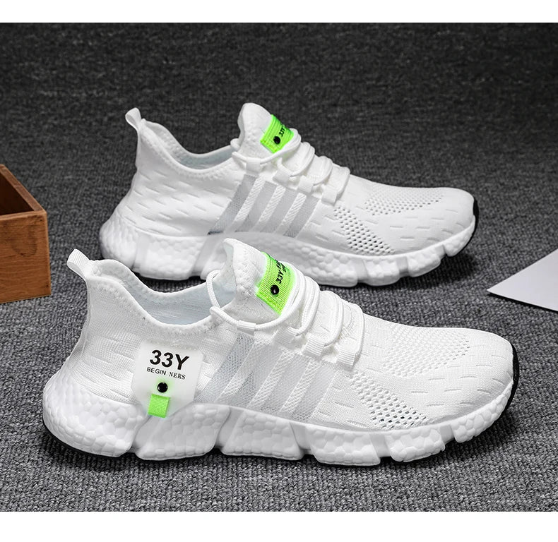 Breathable Mesh Men Shoes Trendy Lightweight Walking Flats Plus Size Male Tennis Sneakers Outdoor Running Fitness Shoes 2024