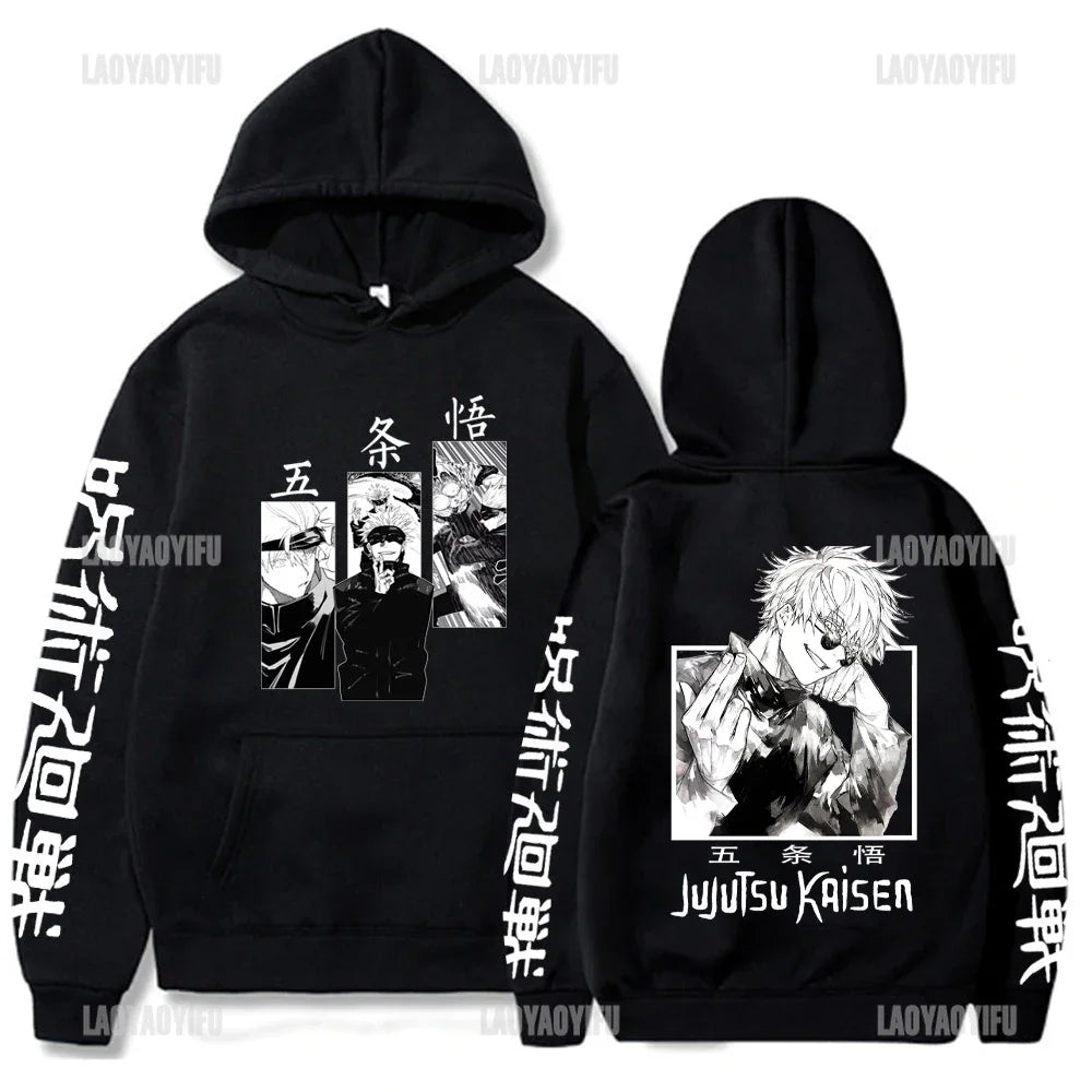 Japan Anime Jujutsu Kaisen Men Women Hoodies Satoru Gojo Loose Sweatshirt Unisex Autumn Warm Casual Streetwear