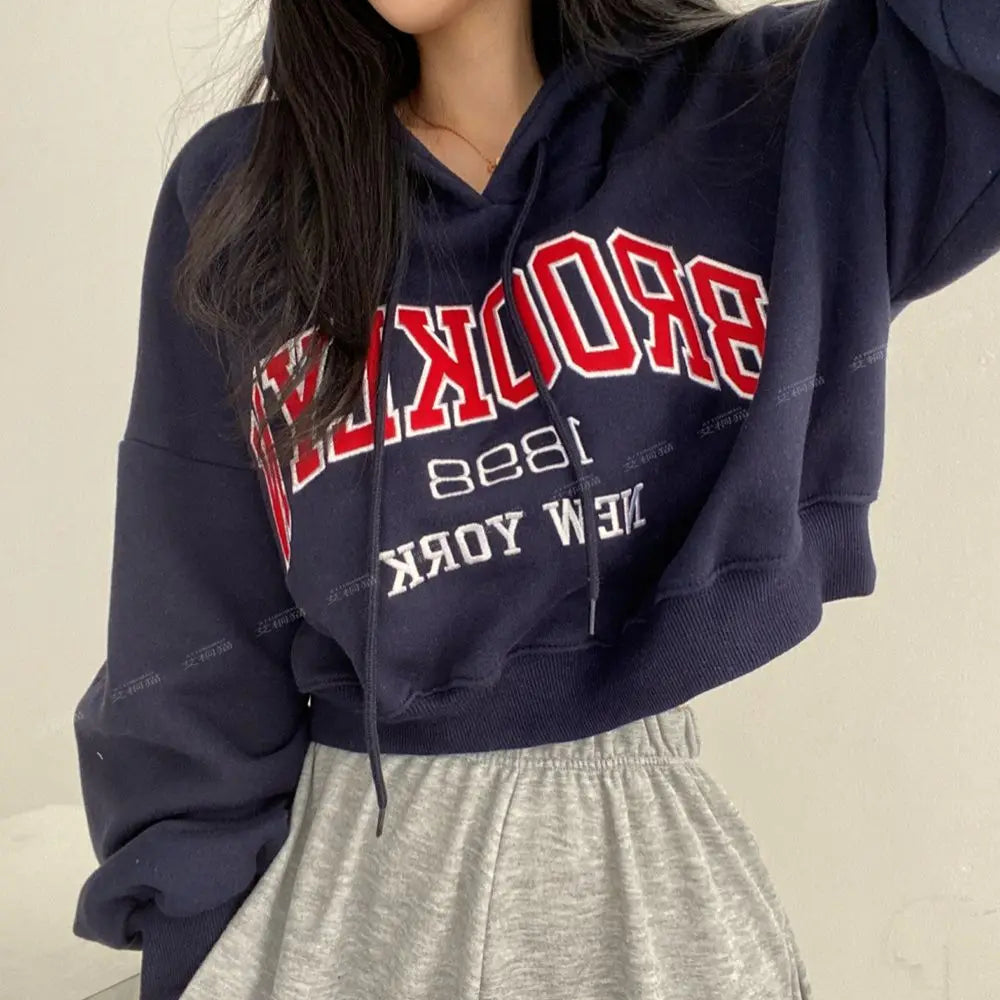 Hoodies Women American Style Cropped Baggy Chic Vintage Student Couple Streetwear Harajuku Y2k Letter Classic Design Personality