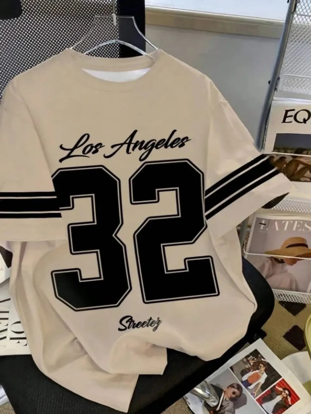 New Summer Men's American Simple Casual Round Neck Breathable T-shirt with Street Digital Printed Pattern Sports Style Top