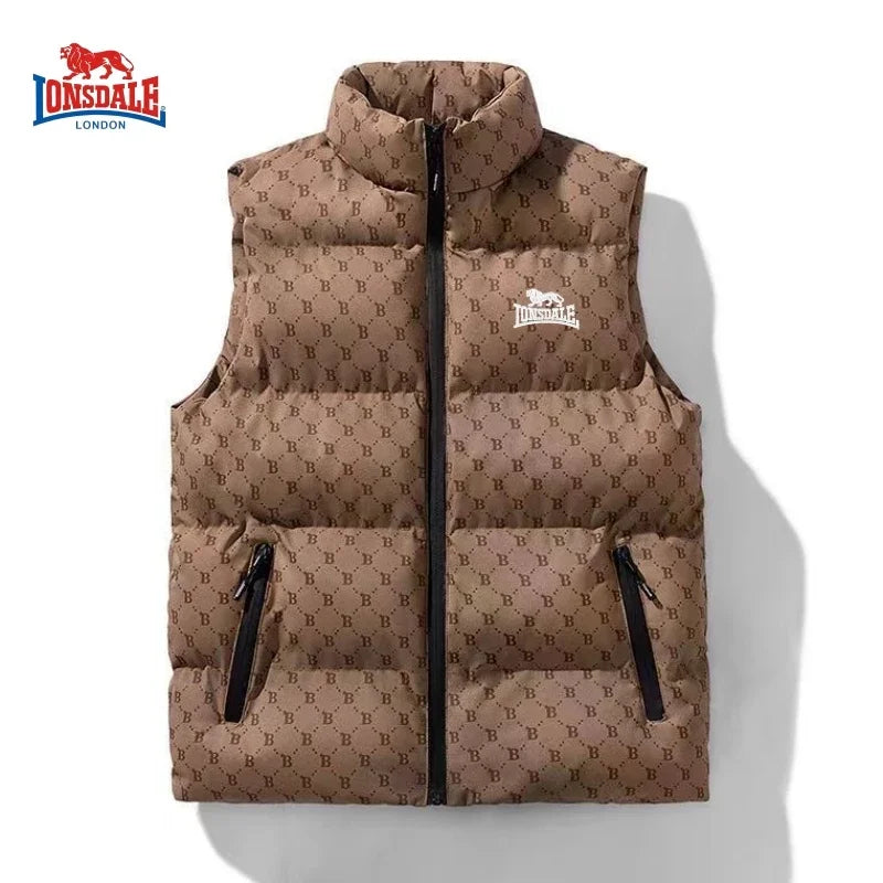 Men's Embroidered Warm Vest Vest for Autumn and Winter, New Luxurious and Fashionable Casual Outdoor Windproof Sleeveless Jacket