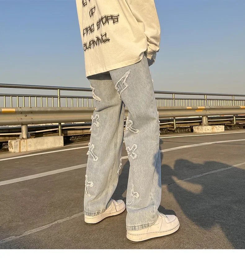 High Street Loose Casual Pants Men's Jeans Denim For women Men Same Paragraph Y2k baggy pants baggy jeans cargo pants men