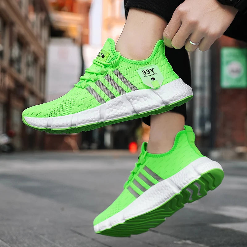 Breathable Mesh Men Shoes Trendy Lightweight Walking Flats Plus Size Male Tennis Sneakers Outdoor Running Fitness Shoes 2024