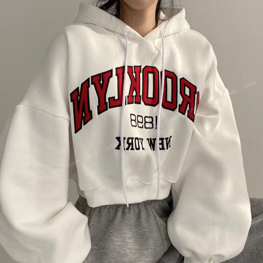 Hoodies Women American Style Cropped Baggy Chic Vintage Student Couple Streetwear Harajuku Y2k Letter Classic Design Personality