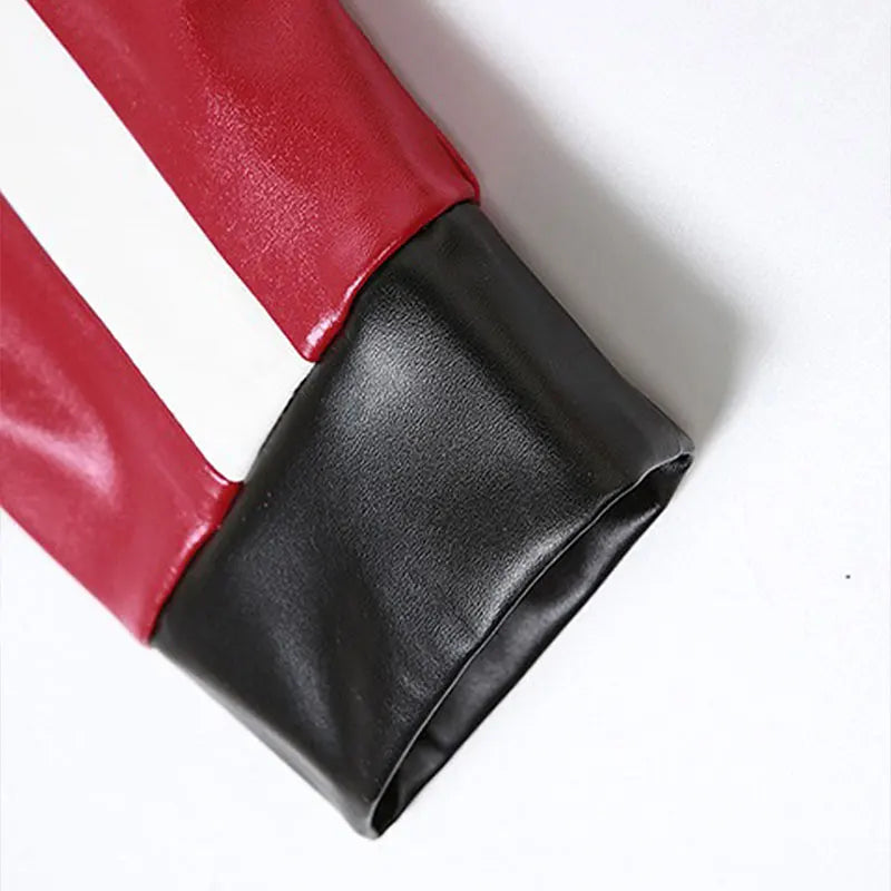 Women Crop Coat New Streetwear Fashion Letter Print Autumn Casual Sporty Wild Clothing Uniform Trend Female Faux Leather Jacket