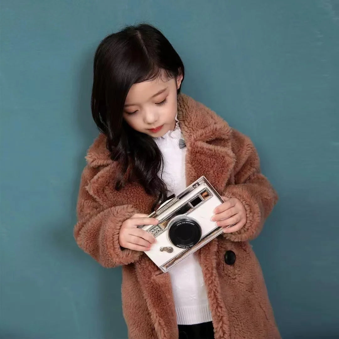 2025 New Winter Clothes for Girls Trench Coat Shorn Sheepskin Solid Color Long Overcoat Unisex Thicken Fur Turn Down Coolar