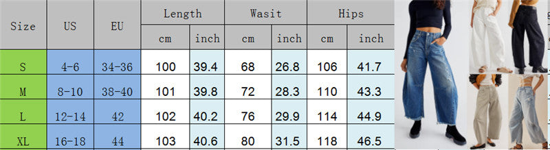 Women's Baggy Vintage Boyfriend Jeans Wide Leg Mid Rise Barrel Cropped Raw Hem Denim Ankle Pants Fashion Streetwear
